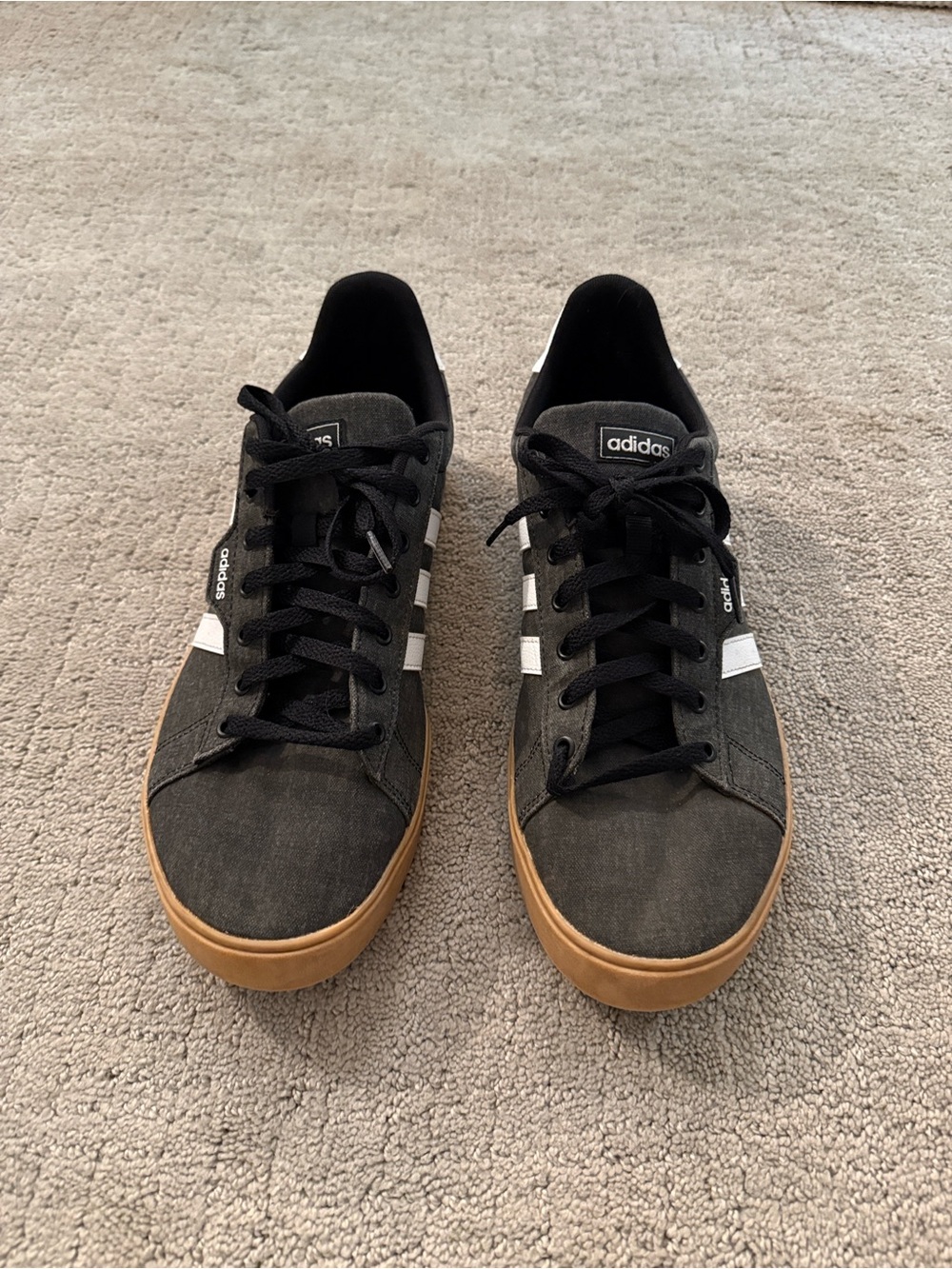 adidas Black Canvas Low-Top Sneakers with Gum Sole